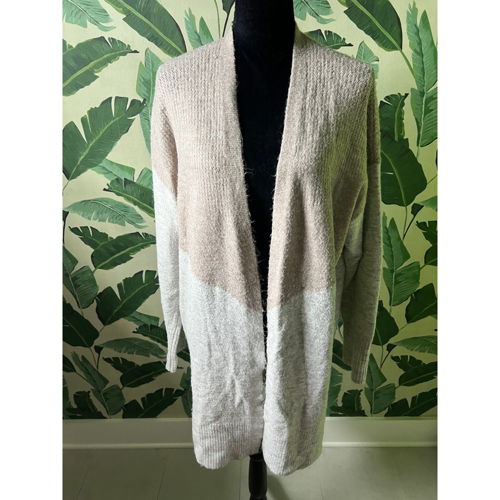Black Tape Cardigan Sweater Duster Women XL Tan Beige